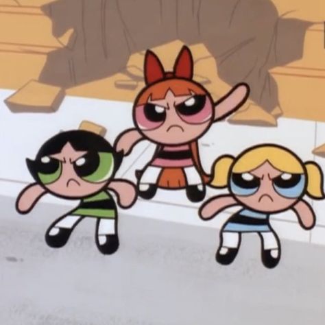 Iconic Trios Female Movies, Trio Gc Pfp, Character Trios, Iconic Trios Female, Jojo Siwa Bows, Powerpuff Girls Fanart, Rowdyruff Boys, Best Friend Poses, Friend Cartoon