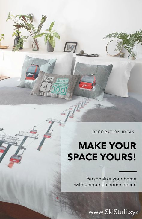 Skiing Inspired Decorating Ideas – SKI STUFF home decor Ski Bedroom Decor, Ski Bedroom Ideas, Ski Decor Ideas, Ski Bedroom, Ski Chalet Decor, Ski House Decor, Ski Home, Stowe Vermont, Ski Decor