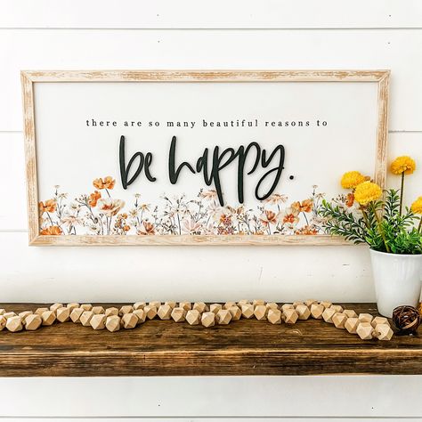 Spring Wood Sign, Beautiful Reasons to Be Happy, Farmhouse Signs, Laser Cut Wood Sign, Spring Home Decor, Handmade Wood Sign, Floral Sign - Etsy Nebraska City, Floral Signs, Reasons To Be Happy, Handmade Wood Signs, Spring Sign, Spring Home Decor, Décor Diy, Farmhouse Signs, Diy Signs