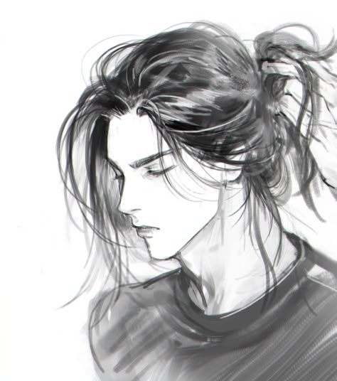 Long Hair Drawing, Boy Icon, 얼굴 그리기, Digital Art Anime, 판타지 아트, Anime Drawings Boy, 영감을 주는 캐릭터, Art Aesthetic, Anime Poses Reference