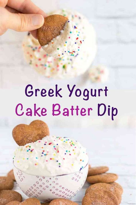 High Protein Greek Yogurt Recipes, Ewyn Recipes, Protein Dip, Greek Yogurt Dessert, Cake Batter Protein, Greek Yogurt Dip, Greek Yogurt Cake, Cake Batter Dip, Yogurt Protein