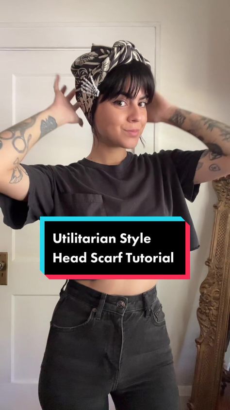 How To Wear A Headscarf With Short Hair, Easy Headscarf Styles, Silk Square Scarf Hair, Protective Scarf Hairstyles, Headscarves How To Tie, Head Scarf Styles With Bangs, Head Scarf Styles For Fine Hair, Using Scarves In Hair, How To Hair Scarf Styles