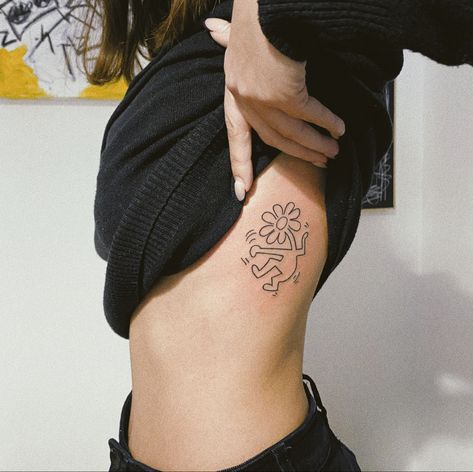 Keith Haring Dancing Flower, Keith Haring Tattoo, Keith Haring Dancing, Keith Haring, S Tattoo, Blackwork, Tatting, Dancing, Tattoos