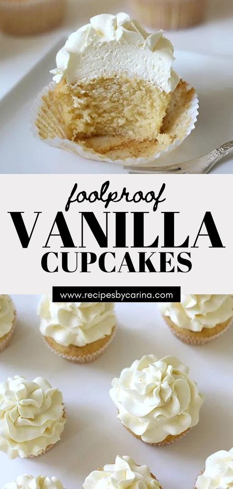 Fluffy Vanilla Cupcake Recipe, Creative Baking Recipes, Moist Vanilla Cupcakes, Fluffy Cupcakes, Ultimate Chocolate Chip Cookie, Vanilla Cupcake Recipe, Vegetarian Breakfast Recipes, Vanilla Flavor, Cupcake Recipe