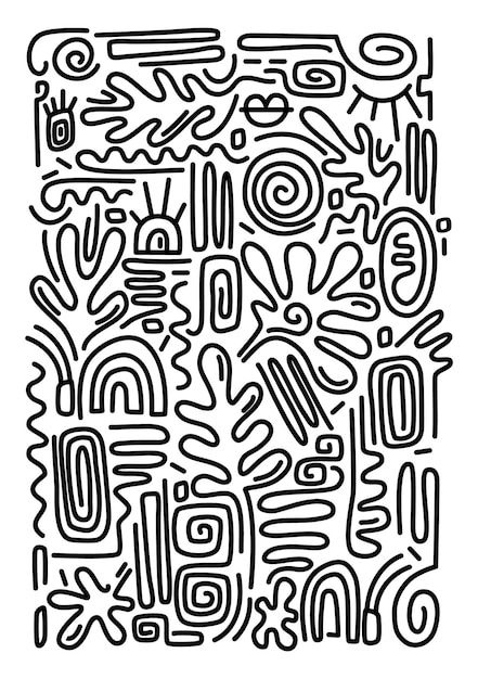 Abstract Doodles Simple, Black And White Doodles Aesthetic, Line Doodles Simple, Vector Stickers, Bathroom 2024, Line Doodles, Doodle Style, Sparks Joy, Square Art