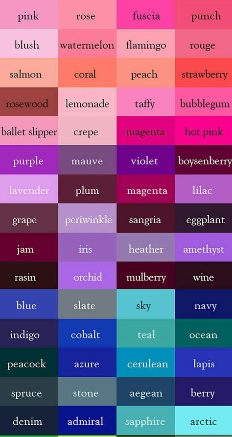 All Types Of Colors, Types Of Purple Color Shades, Different Shades Of Colors, Colors Names Chart Shades, All Colours Name Chart, Purple Dress Color Combination, Types Of Colours And Names, Every Color In The World, Aesthetic Colour Names