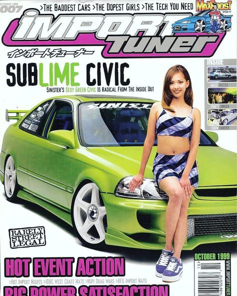 Import Tuner Magazine, Import Tuner Magazine Covers, Em1 Civic, Jdm Magazine, Tokyo Cars, Y2k Cars, Import Tuner, Civic Jdm, Car Interior Diy