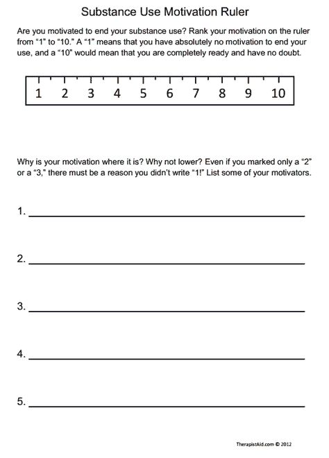 Substance Use Motivation Ruler Preview Substance Use Group Ideas, Substance Use Worksheets, Behavioral Chain Analysis Worksheet, Addictive Behavior Worksheets, Thought Record Therapy Worksheets, Group Therapy Activities, Relapse Prevention, Health Images, Motivational Interviewing