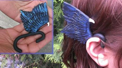 Disney Maleficent Wings Earcuff (link to tutorial) - POTTERY, CERAMICS, POLYMER CLAY - Knitting, sewing, crochet, tutorials, children crafts, jewlery, needlework, swaps, papercrafts, cooking and so much more on Craftster.org Maleficent Wings, Disney Maleficent, Clay Videos, Nerd Crafts, Magical Jewelry, Maleficent, Polymer Clay Tutorial, Clay Tutorials, Diy Clay