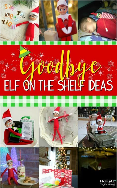 Goodbye Elf on the Shelf - Elf is headed to the North Pole. Eighteen creative a ways to say goodbye to your elf on their last night. #FrugalCouponLiving #ElfontheShelf #elfonhtheshelfideas #Goodbye #lastnight #theelfontheshelf #elf #Christmas #christmastraditions Goodbye Elf On The Shelf, Goodbye Elf, Elf On The Shelf Costume, Elf On The Shelf Funny, Printable Elf On The Shelf, Elf Goodbye Letter, Elf Printables, Funny Elf On The Shelf, Shelf Elf