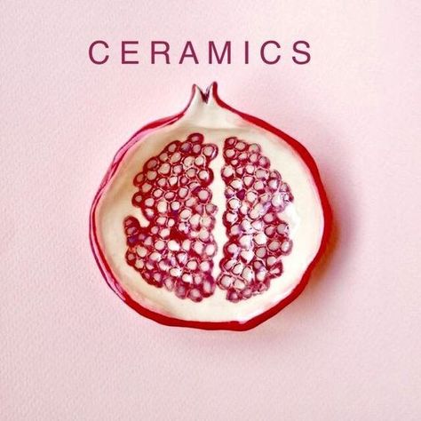 Diy Keramik, Pomegranate Design, Diy Ceramic, Keramik Design, Pottery Classes, Ceramics Pottery Art, Clay Art Projects, Ceramics Ideas Pottery, Diy Clay Crafts