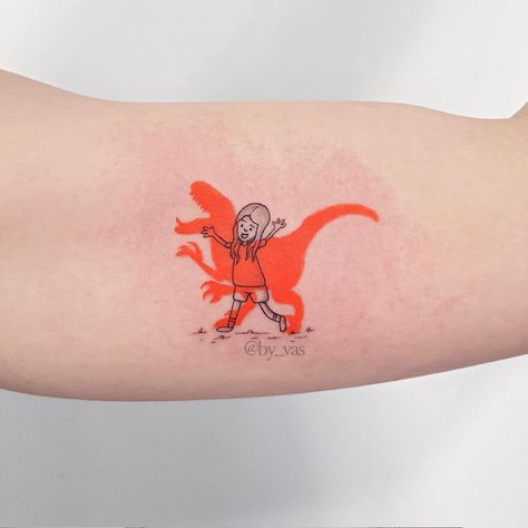 Unique "Pellucid" Tattoos By Vas Cute Dino Tattoo, Change Tattoo, Sailor Moon Tattoo, Dinosaur Tattoos, Tattoo Practice, Red Ink Tattoos, Painting Tattoo, Modern Tattoos, Where I Want To Be