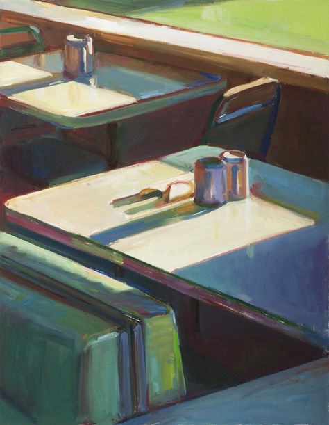 Diner Painting, Diner Art, Ad Art, October 27, A Level Art, Painting Class, Light Painting, Still Life Painting, Interior Art