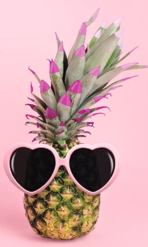 Wearing Sunglasses, Pineapple, Sunglasses, Flowers, Pink, Art