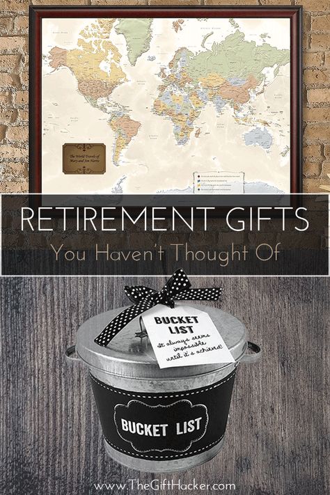 Another creative way to urge men to get cracking on their bucket list is with this fitting retirement gift.  It comes with specially designed cards the write down any bucket list to-dos.  He can fill them in himself, or you and your friends or colleagues can write some things down as inspiration before you present the gift.  #giftidea #retirement #bucketlist Retirement Gifts Diy, Bucket List Gift, Retirement Gift Basket, Retirement Gifts For Dad, Retirement Gift Ideas, Retirement Diy, Retirement Presents, Best Retirement Gifts, Military Retirement Gift