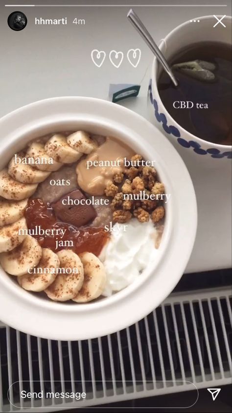 Yoghurt Bowl Breakfast, Yogurt Oatmeal Bowl, Yoghurt Oatmeal, Overnight Museli Oatmeal, Oatmeal Bowl Aesthetic, Mulberry Jam, Banana Butter, Peanut Butter Oats, Yogurt Bowl