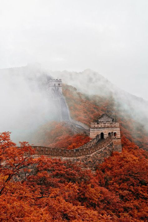 Fall at the Great Wall. Autumn Foliage, Best Family Vacations, Great Wall Of China, China Travel, Great Wall, Places Around The World, Nature Travel, Brunei, Malaga