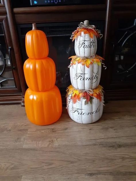 35+ Creative Dollar Store Pumpkin Crafts for Fall and Halloween - Holidappy Thanksgiving Porch Decorations, Inexpensive Halloween Decorations, Dollar Store Pumpkin, Thanksgiving Porch, Crafts For Fall, Fall Pumpkin Crafts, Dollar Tree Pumpkins, Fall Decor Diy Crafts, Pumpkin Topiary