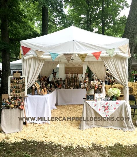 Rebecca Miller Campbell space at 2016 Berea Craft Festival, Berea, Ky. Vendor Canopy Booth Displays, Ren Faire Vendor Booth, Craft Fair Tent, Festival Booth Ideas, Craft Show Tent, Festival Booth Display, Tent Craft, Berea Ky, Art Fair Booth