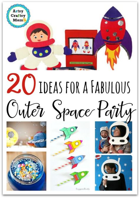 20 ideas for a Fabulous Outer Space Party - From decor, food , activities , return gifts & much more Planet Party, Rocket Party, Space Party Decorations, Space Crafts For Kids, Outer Space Art, Alien Party, Birthday Return Gifts, Astronaut Party, Space Theme Party