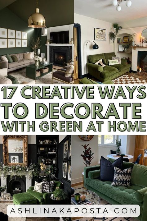 Glamorous & Green: 17 ways to decorate with Fall's hottest color — ASHLINA KAPOSTA Hunter Green Living Room Ideas, Decorate With Green, Fur Furniture, Chic Apartment, Green Dining Room, Accent Wall Paint, Apartment Chic, Green Towels, Green Curtains