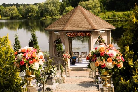 Gazebo mandap for your Indian Wedding Ceremony at the Royal Ambassador, Caledon, Ontario, Canada Gazebo Wedding Decorations Indian, Gazebo Indian Wedding Decorations, Gazebo Mandap Decor, Royal Ambassador Wedding, Gazebo Mandap, Lemon Truffle, Gazebo Wedding Decorations, Gazebo Decorations, Romantic Wedding Ceremony