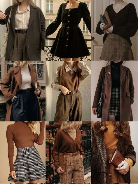 Vintage Academic Style, Feminine Academia Outfits, Lily Evans Inspired Outfits, Soft Dramatic Dark Academia, Kibbe Types Romantic, Downtowngirl Outfit Ideas, Old Academia Aesthetic, Acadamia Womens Fashion, Lily Evans Outfit