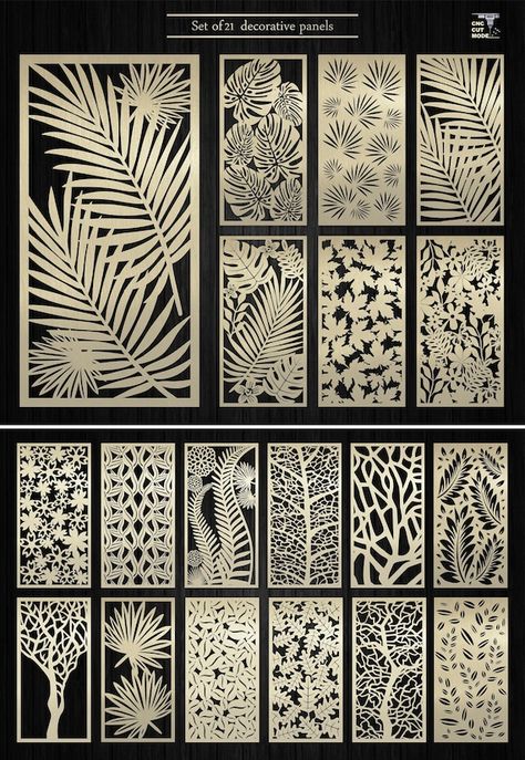 Cnc Jali Design, Tropical Flower Pattern, Decorative Screen Panels, Tropical Flowers Pattern, Laser Cut Screens, Laser Cut Stencils, Laser Cut Panels, Room Divider Screen, Cnc Design