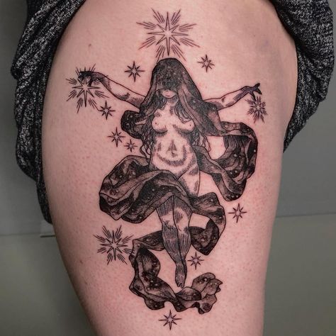 Nyx Greek Goddess Tattoo, Nyx Tattoo Goddesses, Nyx Goddess Tattoo, Goddess Reference, Nyx Tattoo, K Image, Greek Goddess Tattoo, Nyx Goddess, Self Love Tattoo