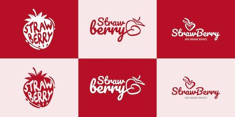 Strawberry Products Design, Strawberry Logo Design Ideas, Berry Logo Design, Strawberry Packaging Design, Strawberry Graphic Design, Strawberry Logo Design, French Branding, Fruits Logo, Strawberry Logo