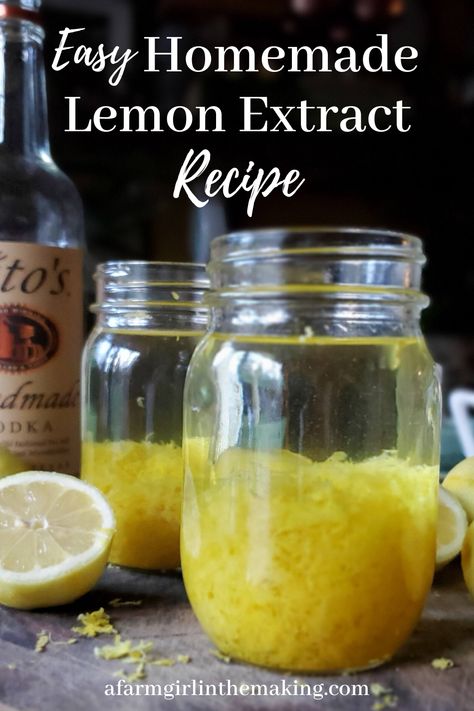 Use this easy, DIY, homemade lemon extract recipe to make your favorite cakes and cookies, to store in your pantry, and to use because it tastes so much better than storebought!  #lemon  #lemonextract #homemade How To Make Lemon Extract, Extracts Homemade, Extract Recipes, Homestead Canning, Homemade Extracts, Diy Extracts, Citrus Zester, Lemon Shortbread Cookies, Lemon Zester