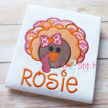 Turkey 2 Girl Applique Thanksgiving Applique Designs, Turkey Embroidery, Turkey Applique, Disney Applique, Monogramming Ideas, Fall Applique, Appliqué Ideas, Pumpkin Applique, Embroidery Boutique