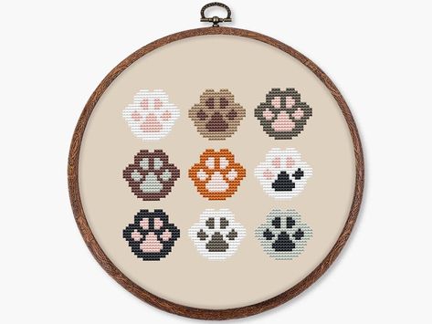 Paw Cross Stitch, Subversive Cross Stitch, Paw Pattern, Cat Cross Stitch Pattern, Gift For Cat Lover, Completed Cross Stitch, Mini Cross Stitch, Cross Stitch Pictures, Cat Cross Stitch