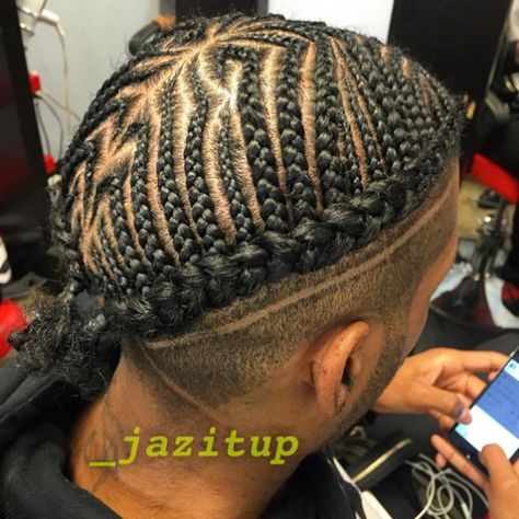 Cornrows, Crown Braid And Shaved Sides Middle Part Men, Cornrow Styles For Men, Cornrow Styles, Braid Styles For Men, Braids With Shaved Sides, French Braid Ponytail, Braids For Boys, Braids Styles, Braided Ponytail Hairstyles