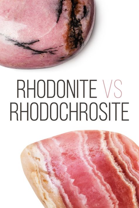 Rhodonite Vs Rhodochrosite, Rodonit Crystal, Pink Stones And Crystals, Rhodochrosite Crystal Meaning, Rhodonite Crystal Meaning, Crystal Wishlist, Rhodonite Meaning, Latin Root Words, Geology Rocks Mineral