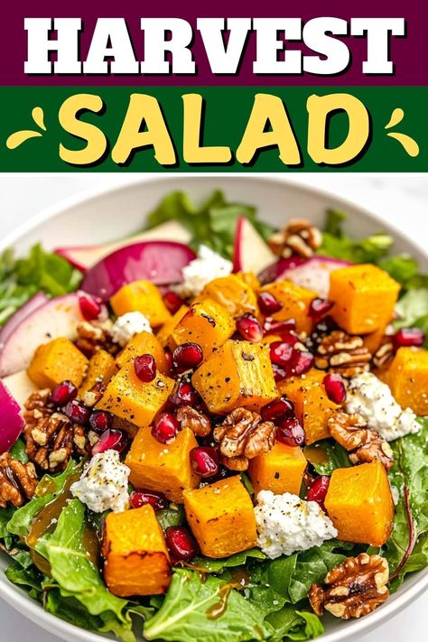 Butternut Squash Goat Cheese Salad, Honey Mustard Potato Salad, Salad With Butternut Squash, Fall Harvest Salad, Mediterranean Diet Recipes Dinners, Holiday Salads, Harvest Salad, Honey Mustard Dressing, Apple Salad