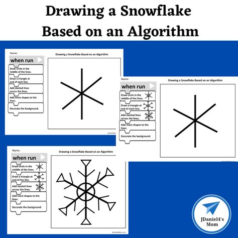 Drawing a Snowflake Based on an Algorithm - JDaniel4s Mom Snowflake Geometry, Snowflake Bentley Activities, Snowflake Stem, Snowflakes Science, Symmetry Activities, Snowflake Bentley, Stem Activities For Kids, Elementary Stem Activities, Stem Projects For Kids