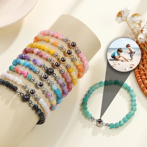 🌟 Exciting news! Our brand new beaded bracelet collection has arrived! 🌈 Explore our stunning wrap bracelets, available in 19 vibrant colors and styles for only $19.95! Upload your favorite photo to the product page, and we’ll turn it into a beautiful projection image and encase it into optical glass then embed into the stainless steel charm. Reveal your image by looking into the charm's glass. We edit your photo and send you a proof before processing your order and ship to you in a gift bo... Spiritual Healing Glass Bracelets, Spiritual Czech Glass Bracelet, Multicolor Czech Glass Spiritual Bracelets, Spiritual Turquoise Czech Glass Bracelets, Memory Bracelet, Czech Glass Bracelet With Lobster Clasp, Memorial Bracelet, Your Picture, Beaded Wrap Bracelets