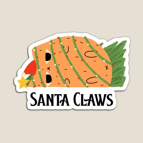 Get my art printed on awesome products. Support me at Redbubble #RBandME: https://www.redbubble.com/i/magnet/Santa-Claws-SantaCat-ChristmasCatLoverGift-ChristmasCatMemeGift-by-AnnaHalasek/165599581.TBCTK?asc=u Santa Claws, Santa Cat, Kitten Love, Cat Facts, Cat Decor, Cats Illustration, Weird And Wonderful, Cat Illustration, Christmas Cats