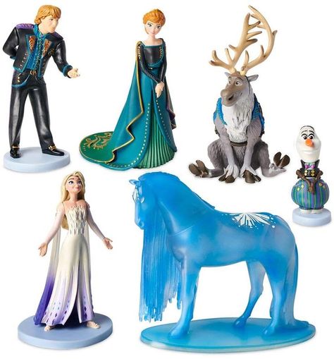 Set of six fully sculpted figures. Characters include: Elsa, Anna, Olaf, Kristoff, Sven, and Water Nokk. Inspired by Disney's Frozen 2. Elsa Birthday, Toys For Tots, The Emperor's New Groove, Emperors New Groove, Frozen Theme, Disney Frozen 2, New Groove, Princesa Disney, Disney Food Blog