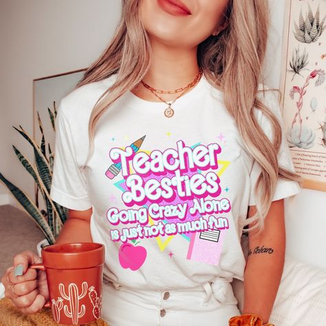 Funny Teacher Shirt, Teacher Besties Tee, In My Teacher Era T-Shirt, Cute Pink 90s Retro Teacher T-Shirt, Team 90s Teacher Chaos Coordinator by Mioqlo Teacher Bestie Shirts, 90s Teacher, Teacher Swag, Pink 90s, Diy Tshirt, Teacher Fashion, Real Estate Shirts, Teachers Classroom, Teacher Clothes