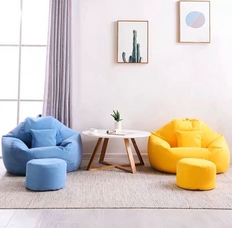 Bean Bag Chair Room Ideas, Bean Bag Living Room Small Spaces, Living Room With Bean Bags Ideas, Yogibo Room Ideas, Bean Bag Living Room Ideas, Beanbag Chair Bedrooms, Bean Bag Living Room Decor, Living Room Bean Bag Ideas, Bean Bag Bedroom Ideas