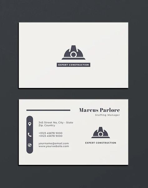 Visiting Cards Design Civil Engineer, Architectural Business Card Design, Construction Cards Business, Construction Card Design, Business Card Construction Company, Business Card Design Construction, Construction Visiting Cards Design, Construction Business Cards Ideas, Business Card Construction