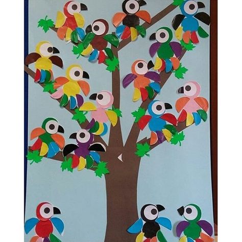 parrot bulleti board | Crafts and Worksheets for Preschool,Toddler and Kindergarten Bird Bulletin Boards, Sponge Crafts, Hope Crafts, Parrot Craft, Birthday Board Classroom, Rainforest Theme, Thanksgiving Crafts Preschool, Preschool Coloring Pages, Homeschool Crafts