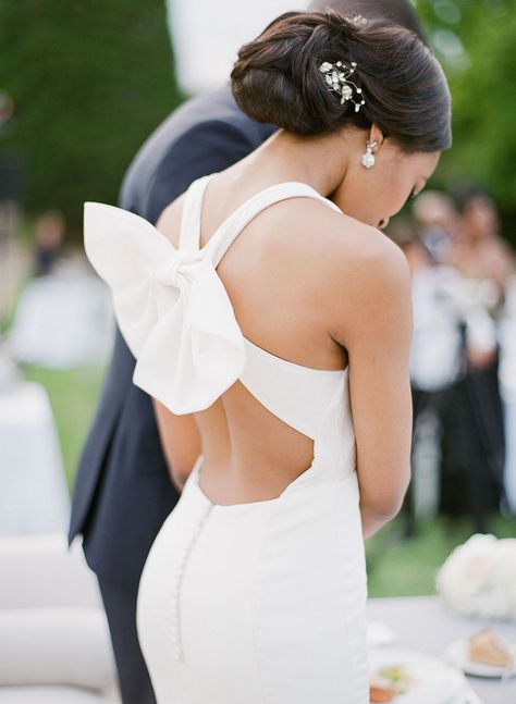 Click to get inspiration for your wedding reception dress that you can change into. Here are 27 wedding dresses that real brides changed int of or their wedding reception. #WeddingDress #WeddingReceptionDress #Ideas #Inspiration #Wedding #Bride #Bridal #Details | Martha Stewart Weddings - 21 Reception Dresses Brides Changed Into for Their Parties Greg Finck, Bride Reception Dresses, Wedding Reception Outfit, White Weddings Reception, Reception Dresses, Second Wedding Dresses, Reception Outfit, Wedding Dress Silhouette, Wedding Exits