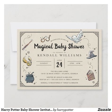 Harry Potter Baby Shower Invitation Harry Potter Baby Shower Invitations, Harry Potter Invitation, Vintage Harry Potter, Harry Potter Invitations, Stile Harry Potter, Harry Potter Baby Shower, Baby Sprinkle Invitations, Festa Harry Potter, Baby Shower Vintage