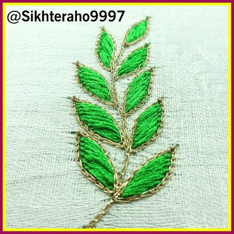 Leaf design Aari Work Aari Work Picture, Leaf Stitch Design In Aari, Aari Work Leaf Design, Aari Leaf Design, Leaf Design Aari Work Blouse, Aari Stitches, Christmas Present Coloring Pages, Tassels Designs, Maggam Blouse