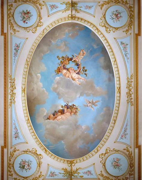 Pascal A. Ceiling Fresco Paintings, Rococo Ceiling, Angel Baby Art, Cherub Art, Ceiling Painting, Baroque Painting, Ceiling Murals, Rennaissance Art, Historical Painting