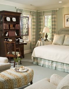 Pretty Beds, Bedroom Board, Bedroom Sanctuary, Color Coordination, French Country Bedrooms, French Bedroom, Bedroom Bliss, Traditional Bedroom Decor, Green Walls