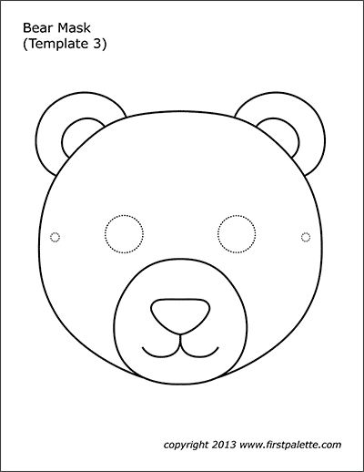 Bear Mask Template, Polar Bear Mask, Bear Masks, Animal Masks Craft, Printable Animal Masks, Polar Bear Face, Animal Masks For Kids, Bear Template, Teddy Bear Patterns Free